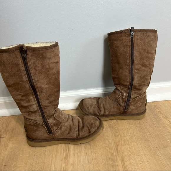 Ugg Australia Chestnut Tan Leather Sheepskin Tall Cargo Winter Boots Buckle 6 - Picture 5 of 8